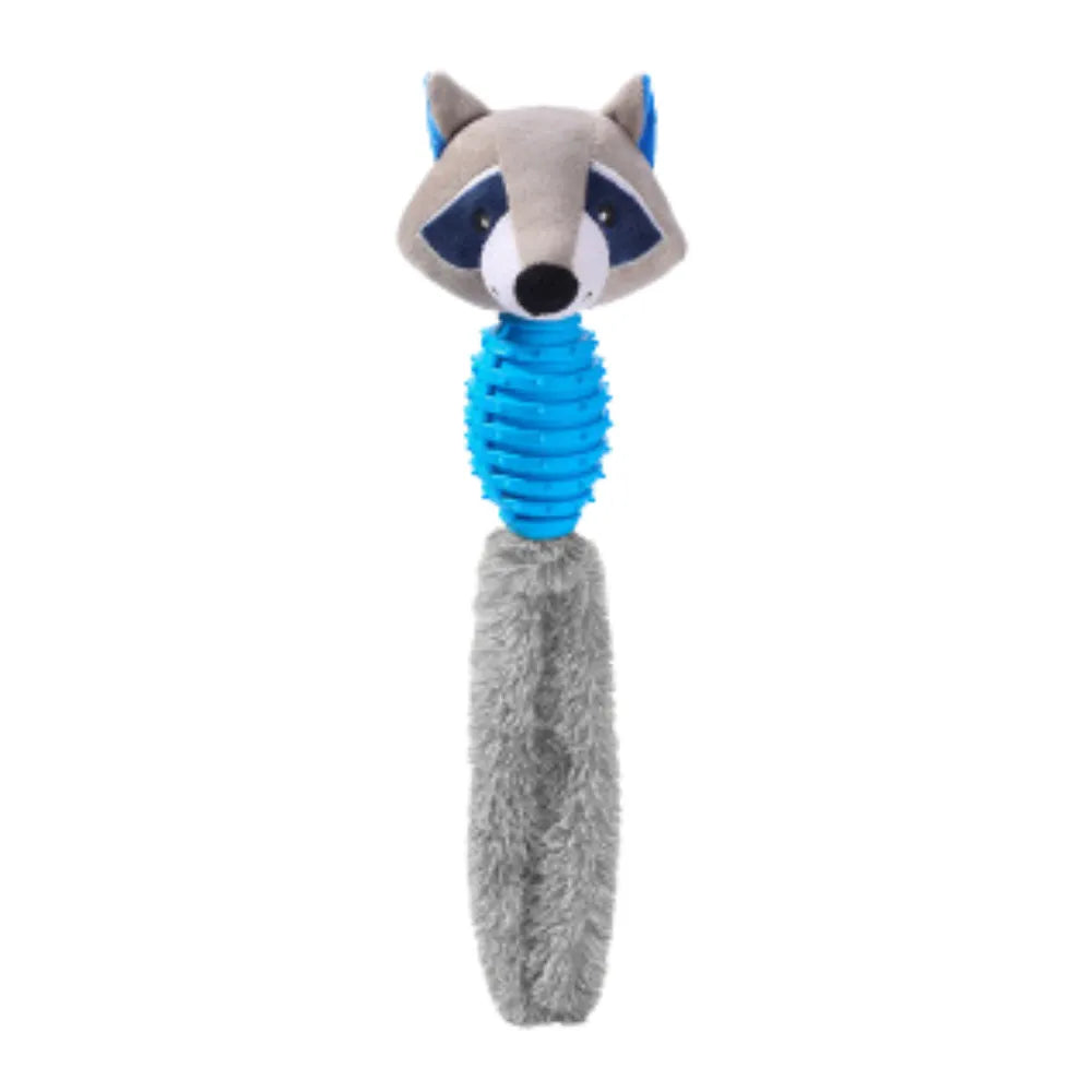 Interactive Squeak & Shake Raccoon Chew Toy