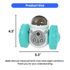 Toy robot with measurements on a white background