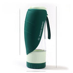 Green and white water bottle with 'Super Design' branding on a white background