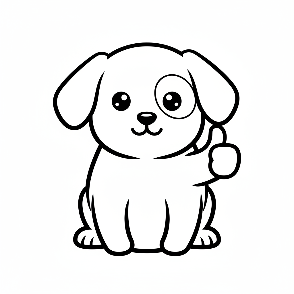 Cute dog with thumbs up icon