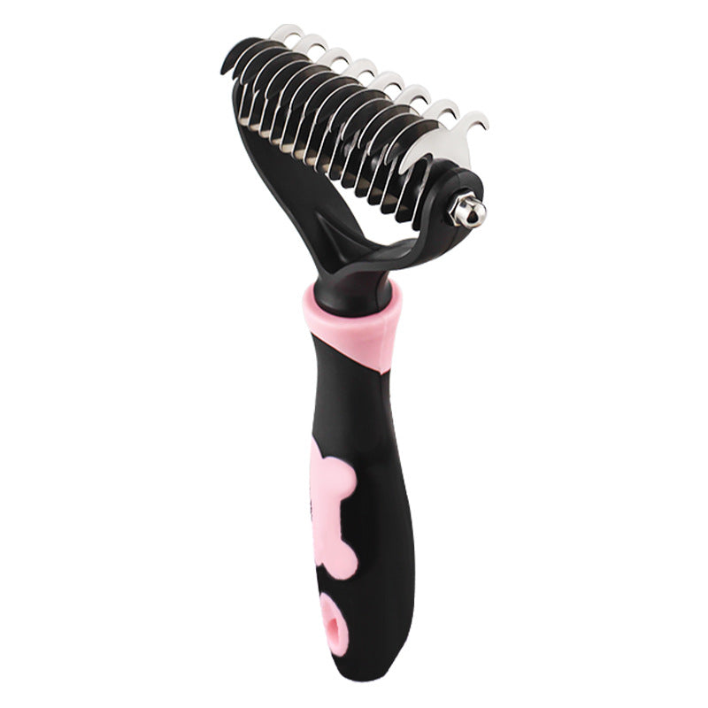 Everyday detangler with black and pink handle on a white background