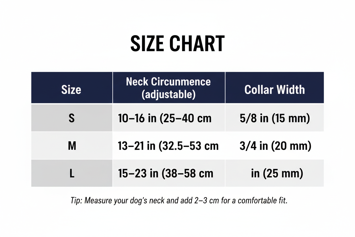 Dog Collar Size Chart
