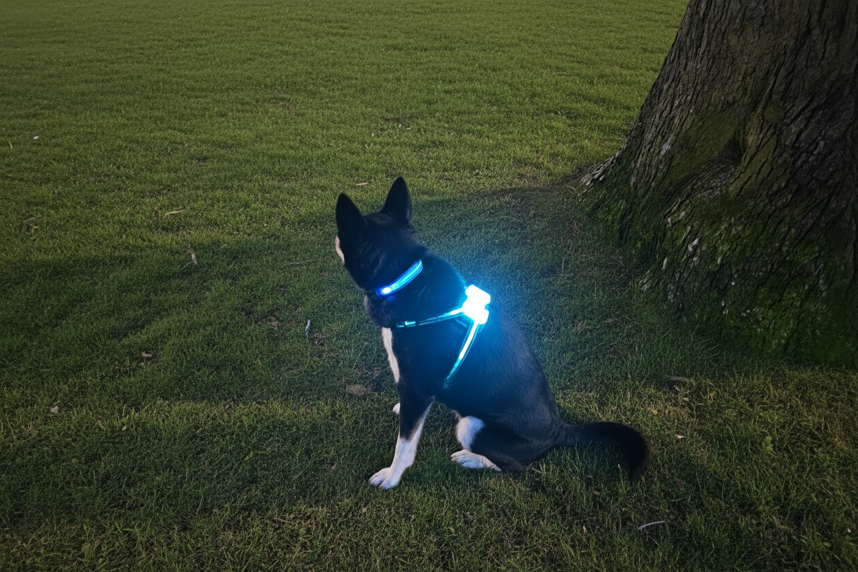 Dog with LED Harness – Clean Ground