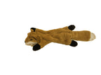 Plush toy fox lying on a white background