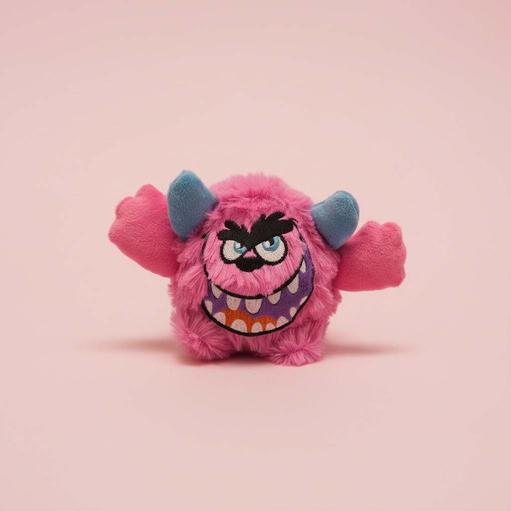Pink Monster Plush – Pastel Pink Background