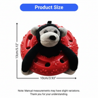 Product size infographic with red ring toy