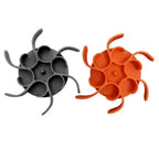 Two silicone inserts one black and one orange, on a white background.